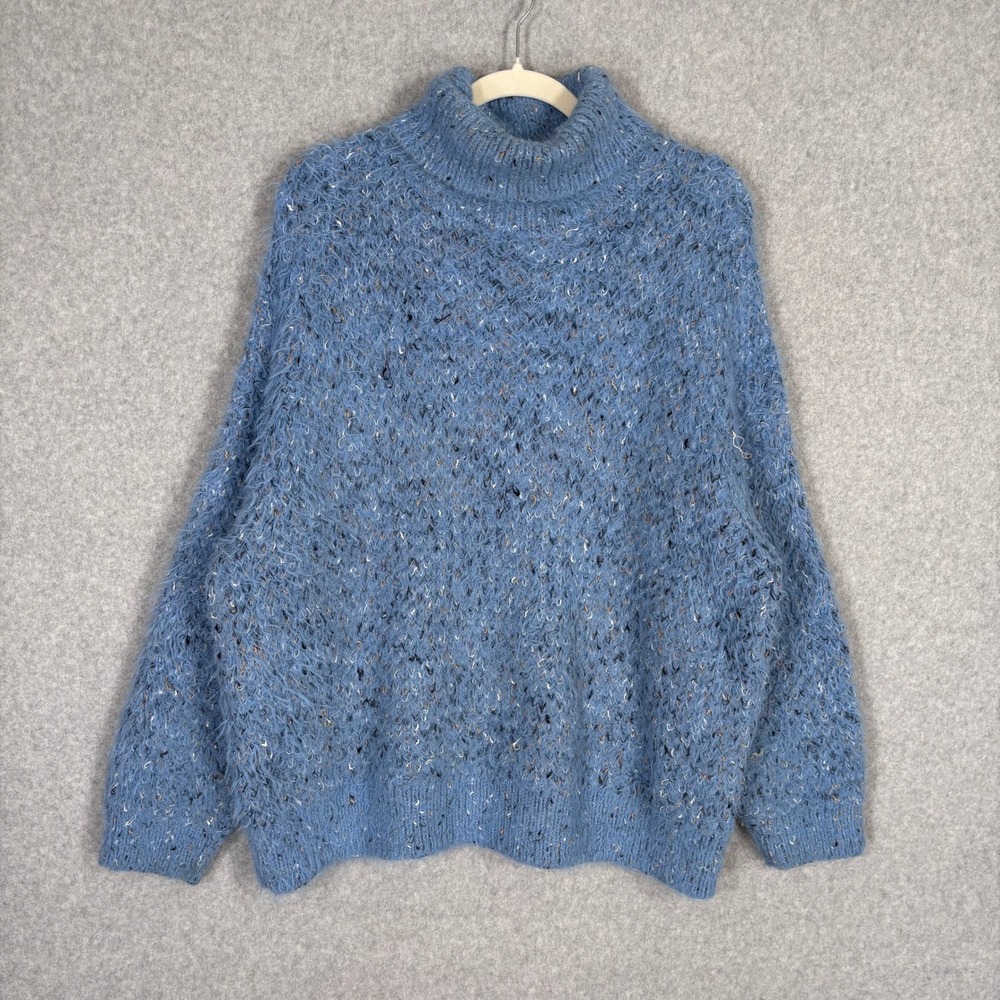 Cocobleu Fuzzy‎ Turtleneck Sweater Large Boucle Oversized Cozy Speckled Flecked